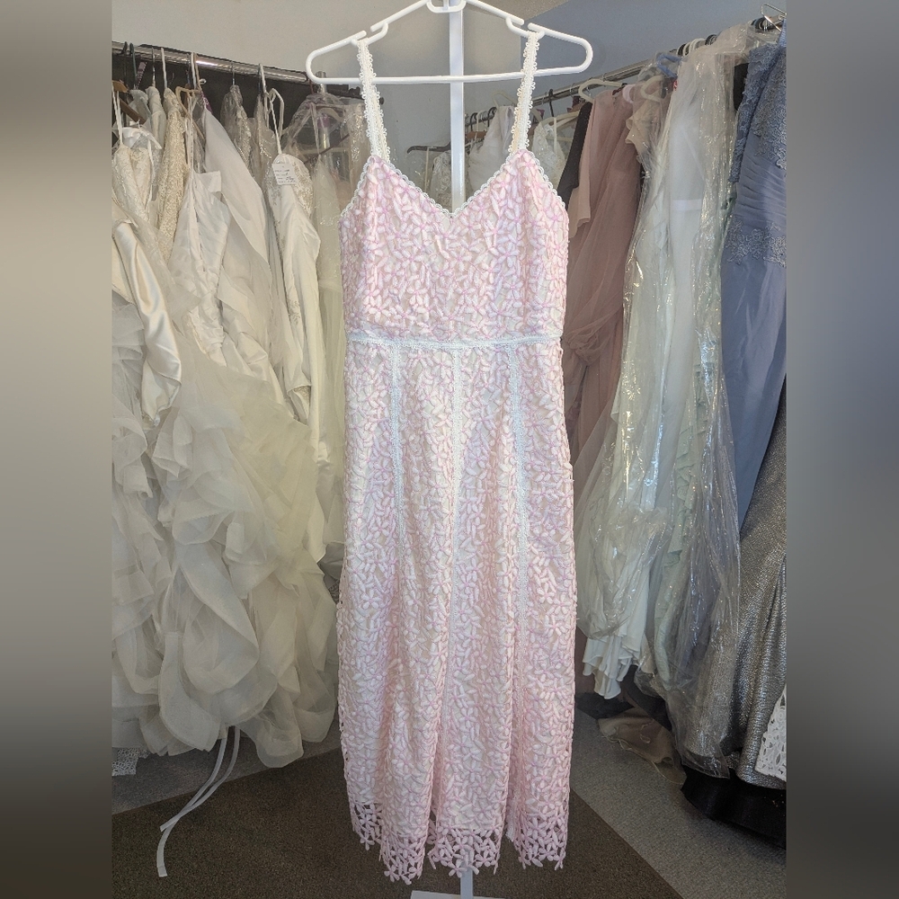 Elegant Pink Lace Maxi Dress - Picture 6 of 6